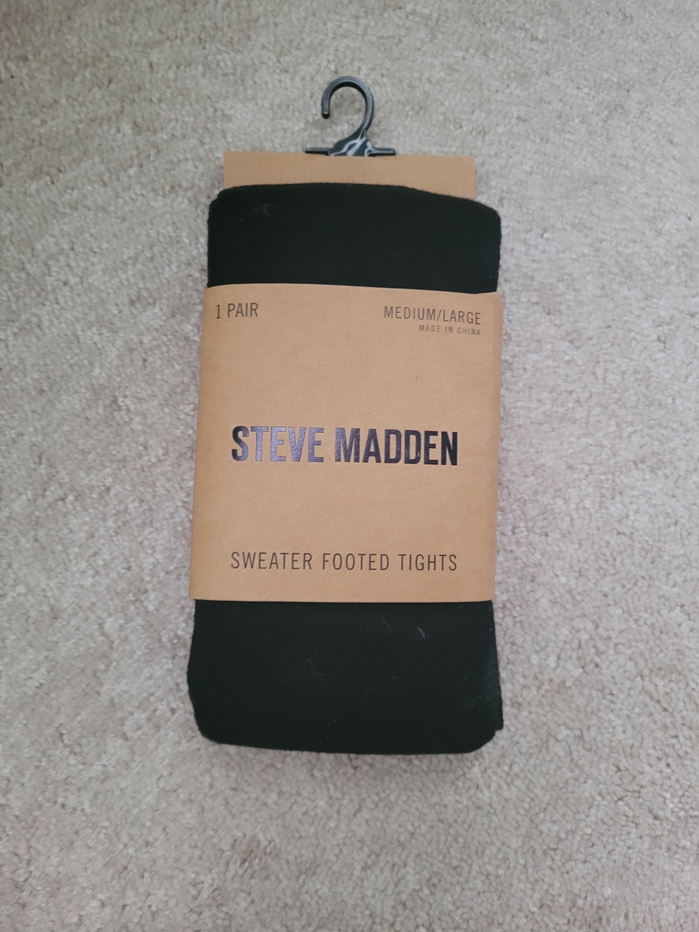 NWT Steve Madden Black Sweater Footed Tights